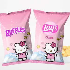 Hello Chips Kitty Party Chip Bags Sanrio Kitty Birthday Party Treats, Personalized Chip Bags Snack Party Table Decoration Kitty Party Favors