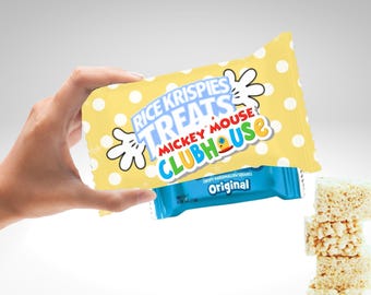 Personalized Rice Krispies Treat Bars – Mickey Mouse Party Snacks for Birthday Favors & Disney Themed Parties