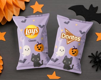 Cute Halloween Party Favors - No Sugar Snacks for Kids, School Treat Bags, Halloween Chip Bags, Toddler Party Gifts