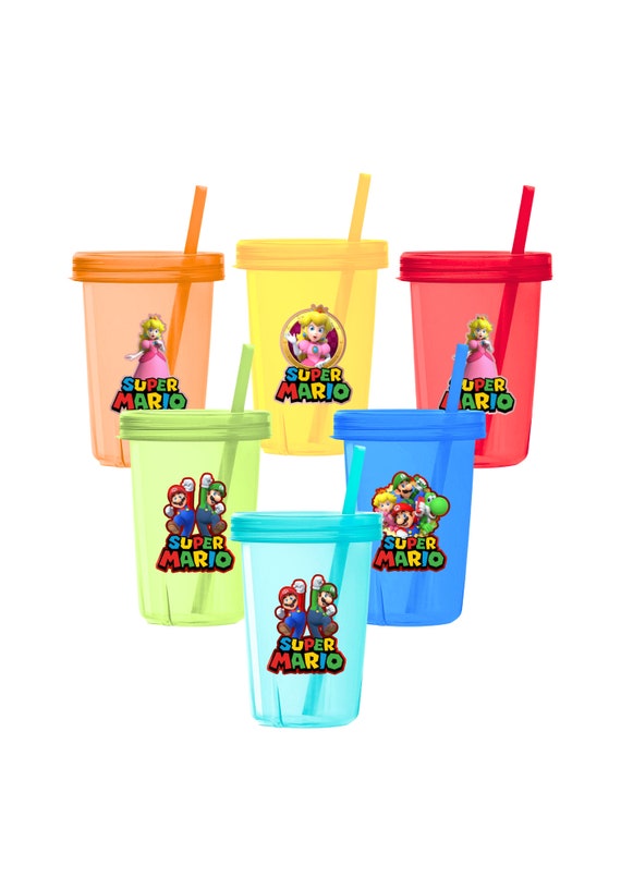 Super Mario Bros Birthday Cups Party Favors, Super Mario Birthday Kids  Plastic Cups, Birthday Cups Personalized With Lids and Straw 