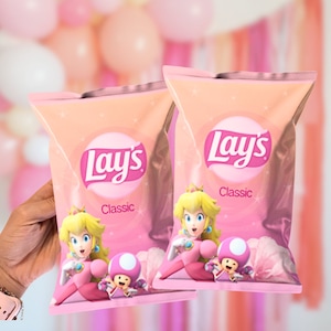 Princess Peach Chip Bags, Mario Bros Birthday Chips, Princess Peach Chip Bag 6ct Super Mario Birthday Party Gifts Princess Peach Decorations