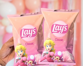 Princess Peach Chip Bags, Mario Bros Birthday Chips, Princess Peach Chip Bag 6ct Super Mario Birthday Party Gifts Princess Peach Decorations