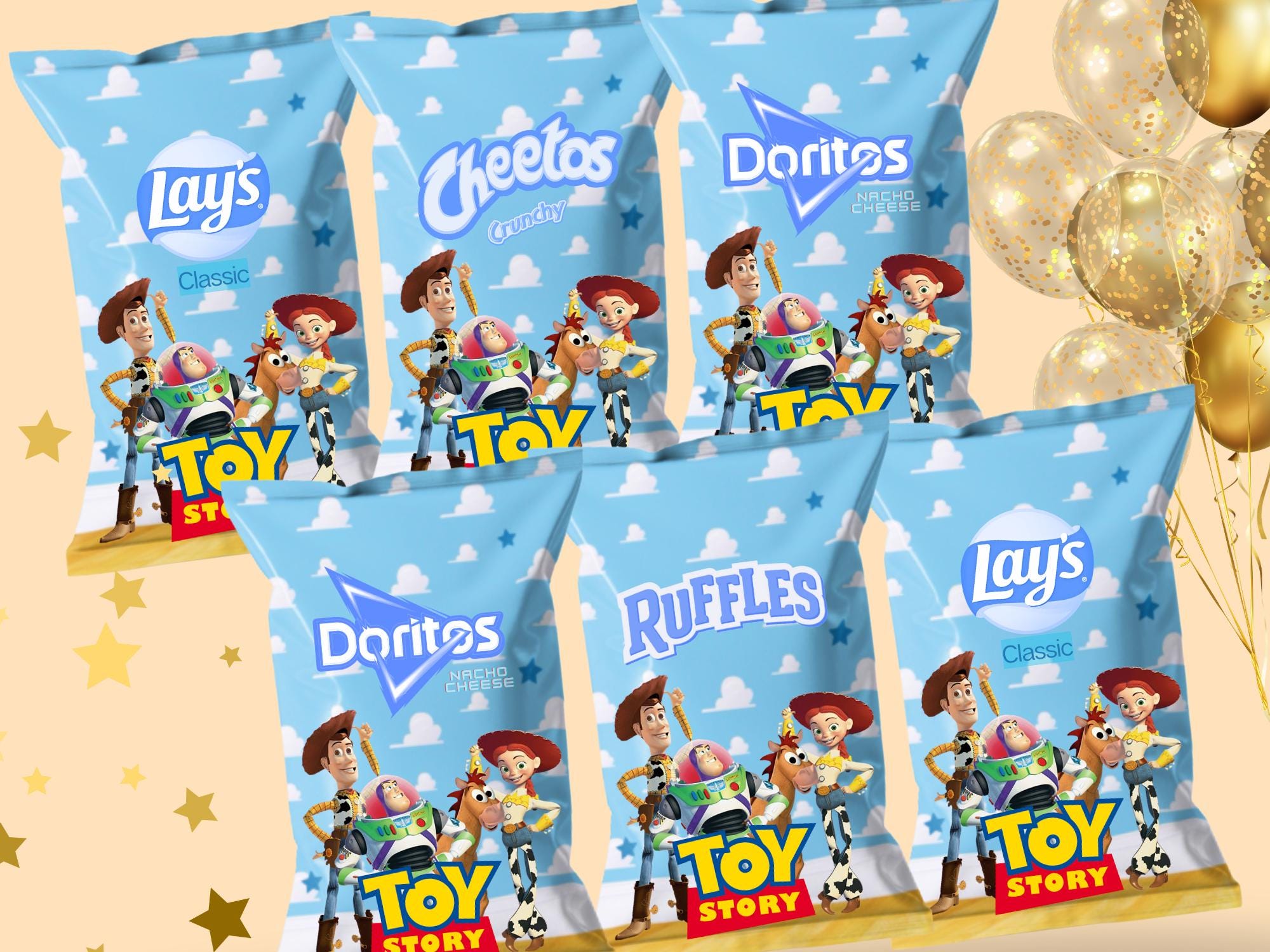 Toy Story Chip Bags for Birthday - Buzz Lightyear Party Favors, Two Infinity and Beyond Treat Bags, Custom Toy Story Birthday Snack Bag