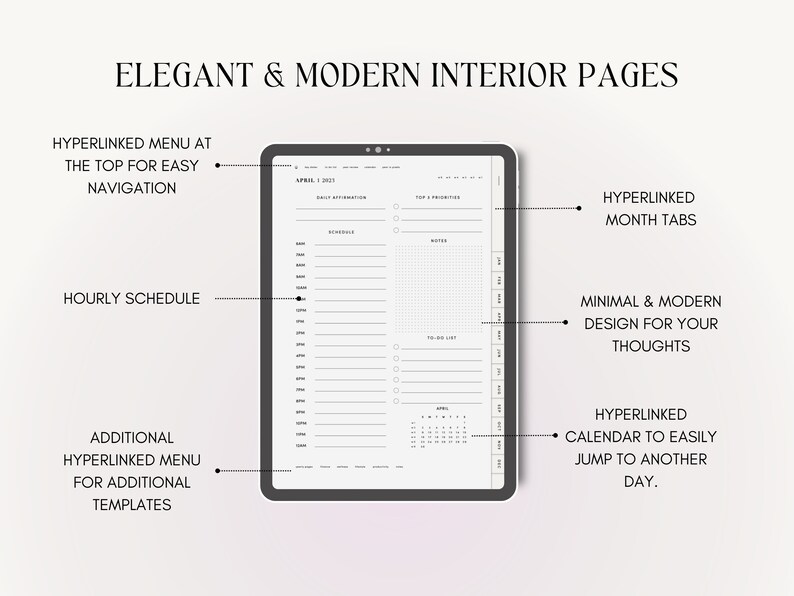 2023 Premium Dated Digital Planner Hyperlinked Planner Sunday Start ...