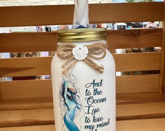 Mermaid Inspired Jar Tissue Holder