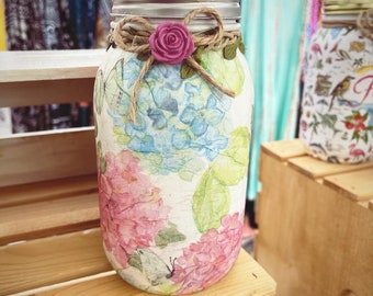 Spring Flowers Mason Jar Tissue Holder