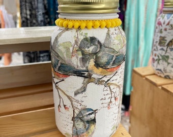 Blue Jay Mason Jar Tissue Holder