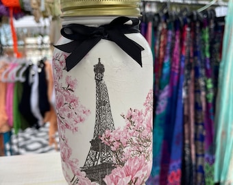 April in Paris Mason Jar Tissue Holder