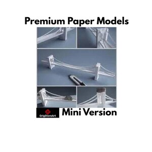 Mini Brooklyn Bridge 3D Papercraft Template Paper Model Kit Printable PDF New York USA Easy DIY Hobby Birthday Gift Diorama Simple Pattern
