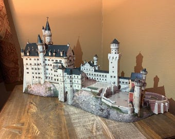 Neuschwanstein Castle, Germany, Bavaria, 3D Building, DIY paper model sculpture, papercraft, printable papercraft,3D puzzle pdf,template kit
