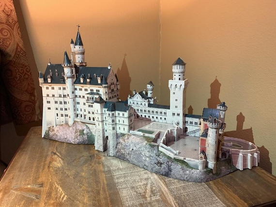 Neuschwanstein Castle, Germany, Bavaria, 3D Building, DIY paper model sculpture, papercraft, printable papercraft,3D puzzle pdf,template kit