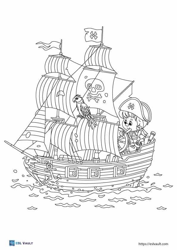 3 Pirate Ships Coloring Page Printable Coloring Sheet Ship