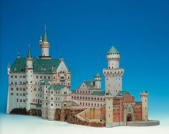 Neuschwanstein Castle 3D Paper Model - STEM Architecture Project - DIY Engineering Kit for Kids - 3D Puzzle PDF - Medieval Fortress Template