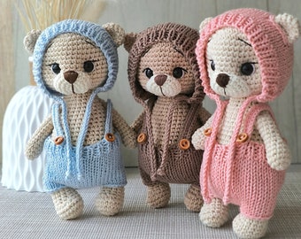 Amigurumi-set: Virkad nallebjörn och plyschkanin - Boho barnrumsinredning