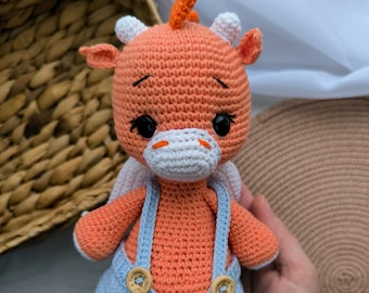 Crochet Dragon Amigurumi: Organic Dinosaur Plush Art Doll