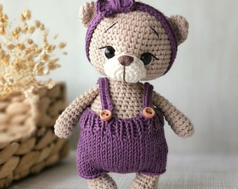 Gehaakte knuffelbeer: biologisch amigurumi-cadeau voor pasgeborene