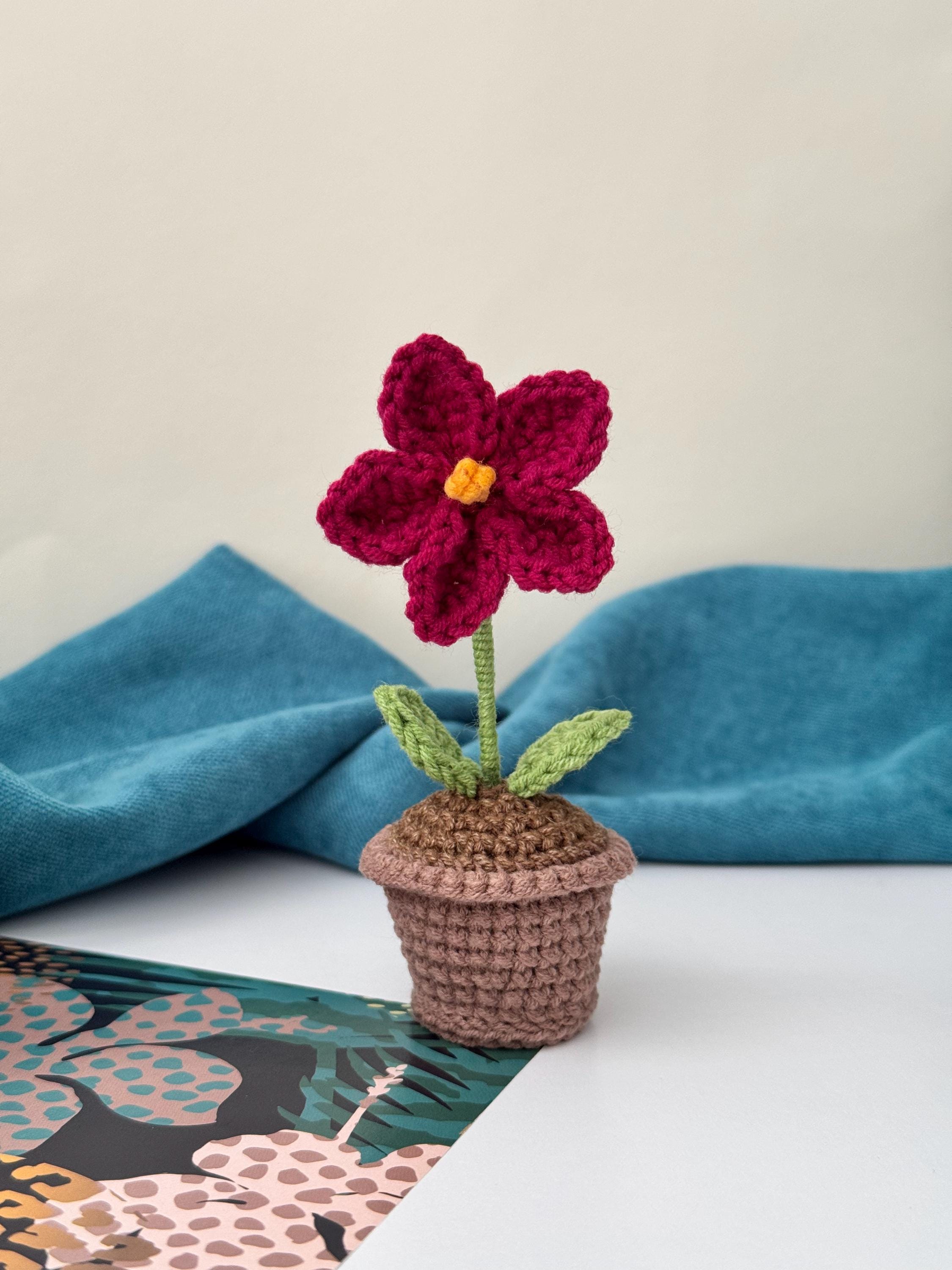 手作りかぎ針編み鉢植え：カラフルなあみぐるみの花セット - Etsy 日本