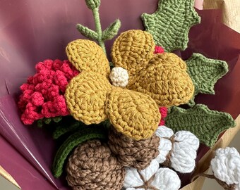 Handmade crochet flowers, flower bouquet, housewarming gift, artificial flowers, knitted bouquet