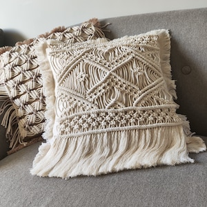 Macrame pillowcase, decorative pillow cover, bohemian home pillow, throw pillow cover, boho couch cushion, mother&#39;s day gift