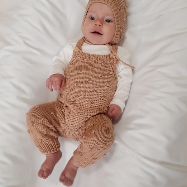 IN STOCK Boho baby onsie, neutral knit clothes, crochet jumpsuit, sibling matching, unisex romper, overall playsuit