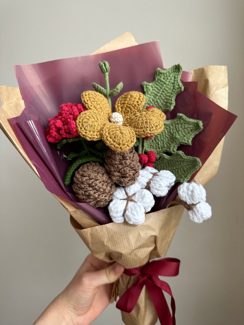 Crochet Flowers Bouquet, Knitted Flowers, Valentine's Day Gift, Crochet ...