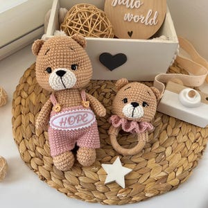 Handmade Crochet Newborn Sleeping Teddy Bear Gift Set (3pc) – Baby Shower Gift