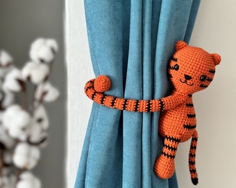 Crochet Curtain Tie Backs: Safari Nursery Playroom Decor Kids Toddler Gift
