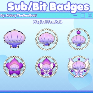 Purple magical seashell sub bits badges Twitch/ Discord/ YouTube