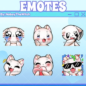 Chibi White cat twitch discord emotes