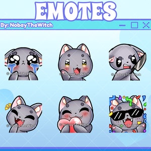 Chibi Grey cat twitch discord emotes