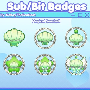 Green magical seashell sub bits badges Twitch/ Discord/ YouTube