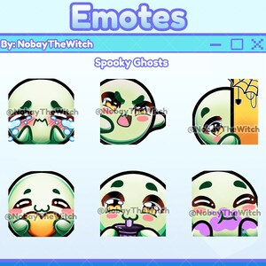 Spooky Halloween Green chibi ghost twitch discord emotes