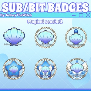 Blue magical seashell sub bits badges Twitch/ Discord/ YouTube