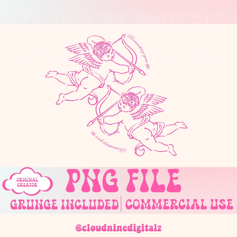 May include: Two pink line drawings of cherubs with wings, each holding a bow and arrow. The text "Romanticize your life" and "In such a beautiful way" are written in cursive.