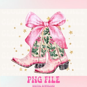 Coquette Christmas png,Coquette Bow Png, Christmas sublimation, Trending png, Retro Holidays png, Holiday vibes png,Cowgirl png