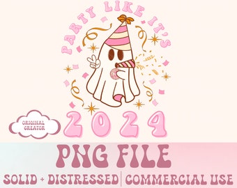 New Years Ghost Png Party  Ghosties New Years Sublimation Design Disco Ball PNG Boujee Bougie Holiday Retro 2024 Retro New Years