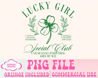 Lucky Girl Social Club Png Cocktail Club St. Patrick's Day Png Irish png Lucky Shamrock Png Happy go Lucky Clover Png