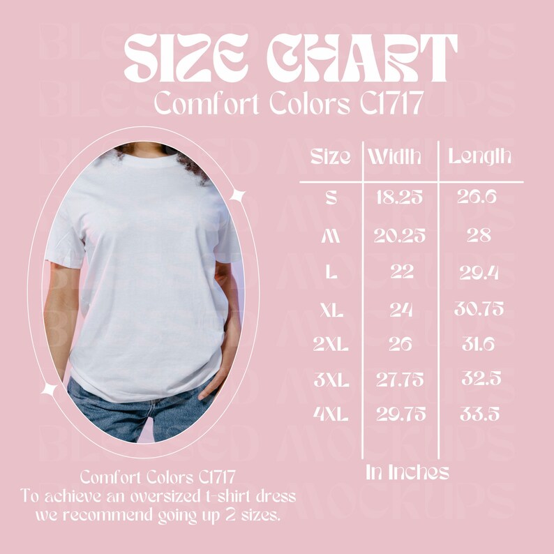 Comfort Colors 1717 Size Chart Comfort Colors Size Chart Etsy