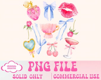 Coquette PNG,Bow Collage Png,Pink Bow,Cherry png,Soft Girl Era png,Aesthetic Png,Ribbon,Vday png,Social Club png,coquette shirt design