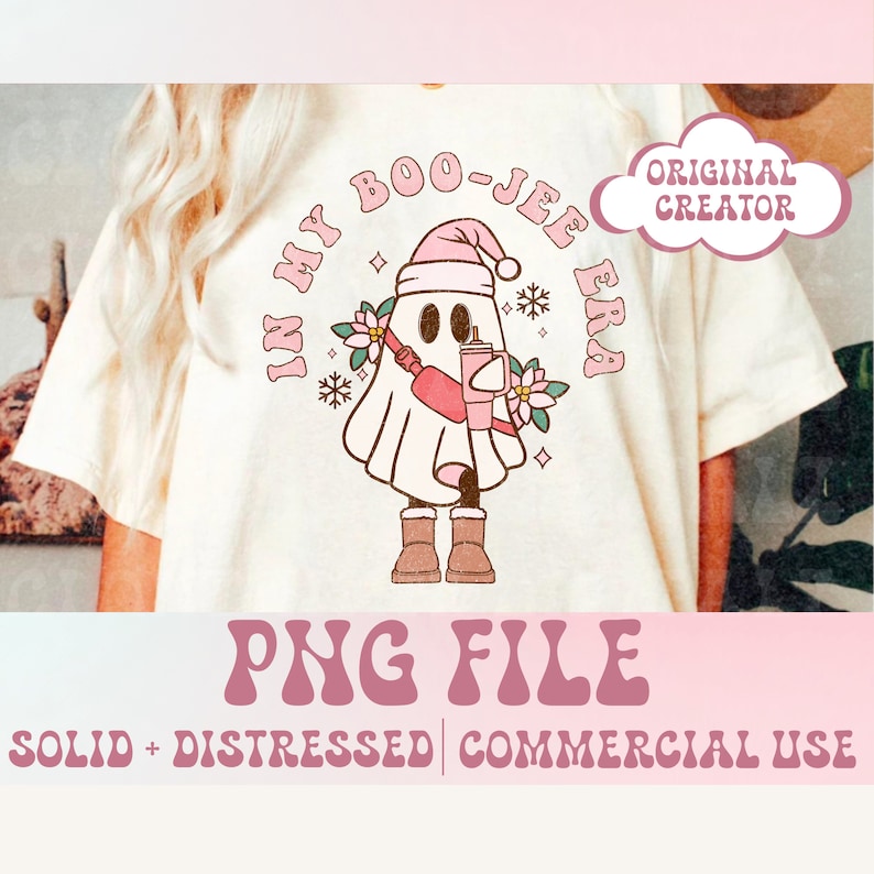 BooJee Ghost Png,Bougie,Christmas Ghost png,Retro Christmas png,Funny Christmas png Stanley,Belt bag,PNG sublimation design download image 1