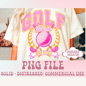 ゴルフ PNG ガール スポーツ PNG、トレンディ PNG プレッピー PNG、カート ガール、ゴルフ ベイブ、ゴルフ ボール、レトロ PNG 昇華デザイン T シャツ デザイン フットボール PNG