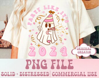 New Years Ghost Png Party  Ghosties New Years Sublimation Design Disco Ball PNG Boujee Bougie Holiday Retro 2024 Retro New Years