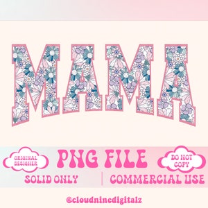 K&ouml;nnte beinhalten: Ein rosafarbenes Blumenmuster mit dem Wort "MAMA" in rosa Umrandung. Der Text "PNG FILE" ist in rosa mit wei&szlig;em Umriss. Der Text "SOLID ONLY" ist in schwarz. Der Text "COMMERCIAL USE" ist in schwarz. Der Text "DO NOT COPY" ist in schwarz mit wei&szlig;em Umriss.