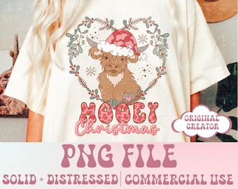 Christmas Cow PNG Highland Cow Mooey Christmas PNG Cute Cow Shirt Sublimation Design Christmas Animals Christmas Shirt Png,western christmas