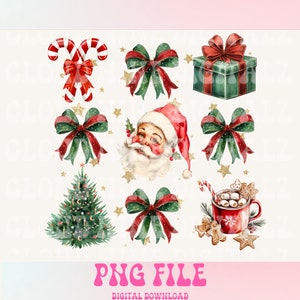 Kokette Weihnachten png, Kokette Bogen Png, Weihnachtssublimation, Trending png, Retro Feiertage png, Feiertagsstimmung png, Girly Weihnachten