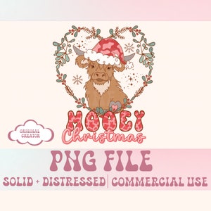 Boże Narodzenie Krowa PNG Highland Krowa Mooey Boże Narodzenie PNG Słodka Krowa Koszulka Sublimacja Projekt Boże Narodzenie Zwierzęta Boże Narodzenie Koszulka Png, zachodnie Boże Narodzenie