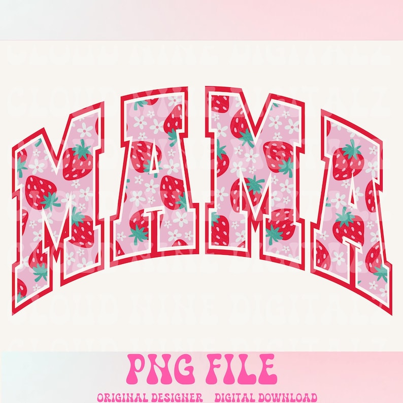 Retro Mama PNG, Erdbeere Beere, Erster Sommer, Varsity Populär Ästhetik, Trendy Mom, Frühling PNG, Retro Schmetterling, Boho Blumen, Blumen PNG