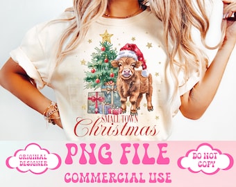 Highland Cow png,Christmas Lights PNG,Small Town Christmas,Farm Animal Christmas PNG,Funny Chicken Lover Xmas PNG,Farmer Christmas png