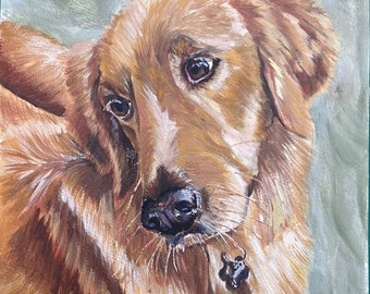 Personalisierte Golden Retriever Ölgemälde: Benutzerdefinierte Haustier Kunst
