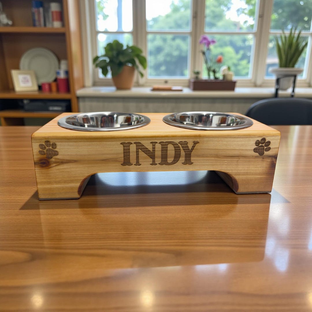 Personalized Dog Cedar Bowl Stand – Handmade Elevated - Etsy
